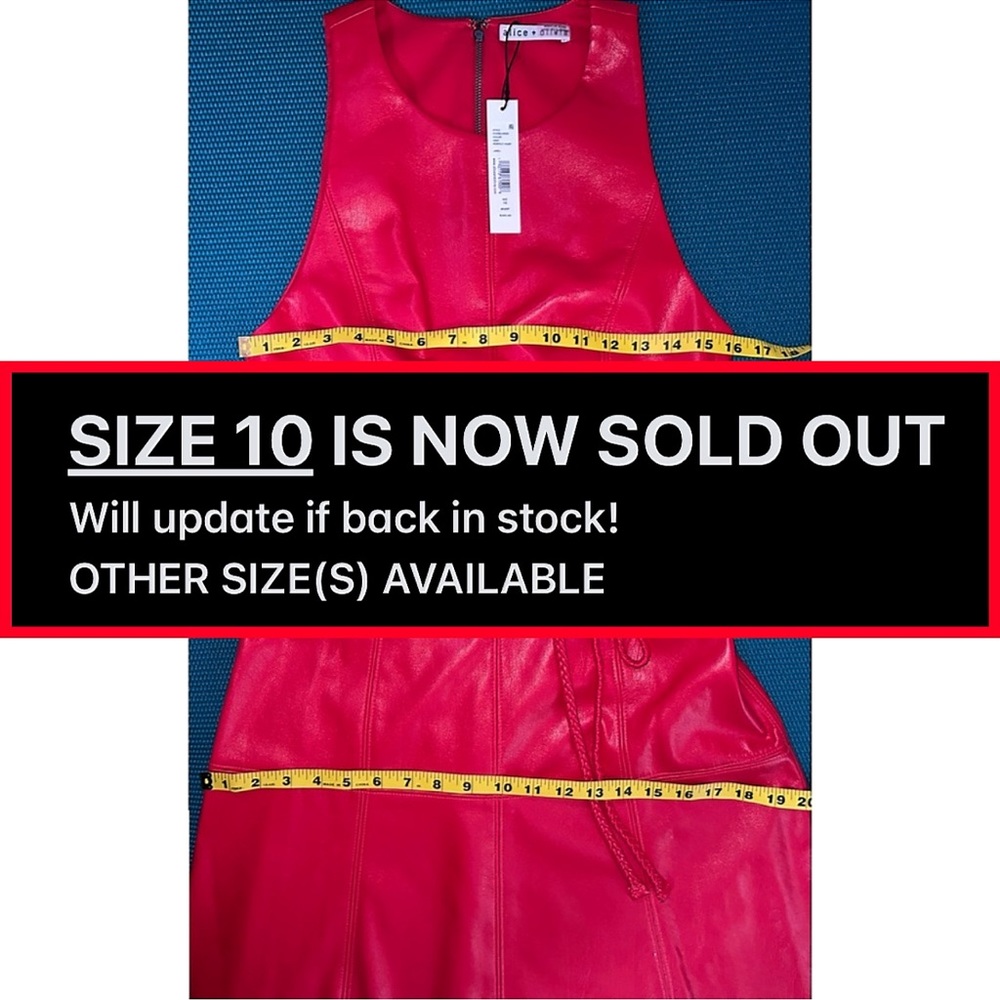 Alice + Olivia Leandra Red Vegan Leather Tie Waist Mini Dress - Picture 12 of 16